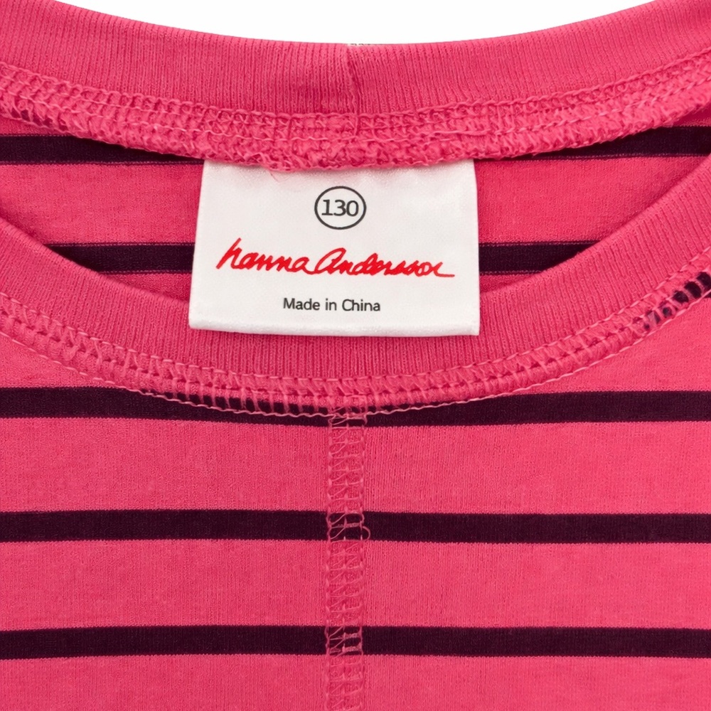 Hanna Andersson Striped Peplum Tops Bundle Size 8 Pink Gray Long Sleeve Girls - Picture 6 of 8